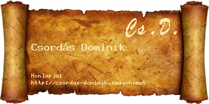 Csordás Dominik névjegykártya